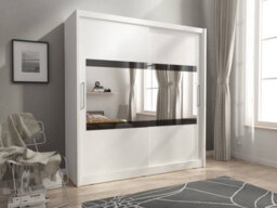 Arte Maja Iv Mirrored Sliding Door Wardrobe 180Cm In White - thumbnail 1