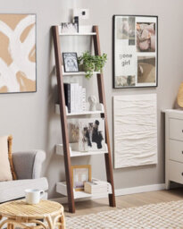 Beliani 5 Tier Shelving Unit Mobile Duo 166 Cm Brown/ White - thumbnail 2
