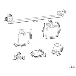 Beliani 6-Piece Bathroom Hardware Set Uvita With Towel Bars And Hooks Gold - thumbnail 3