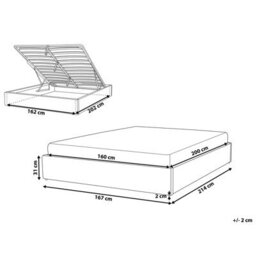 Beliani Ottoman Bed Without Headboard Dinan Fabric Off-White 160 X 200 Cm (Eu King Size) - thumbnail 3