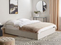 Beliani Ottoman Bed Without Headboard Dinan Fabric Off-White 160 X 200 Cm (Eu King Size) - thumbnail 2
