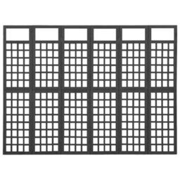 Berkfield 6-Panel Room Divider/trellis Solid Fir Wood Black 242.5X180 Cm - thumbnail 3