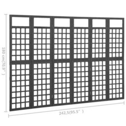 Berkfield 6-Panel Room Divider/trellis Solid Fir Wood Black 242.5X180 Cm - thumbnail 6