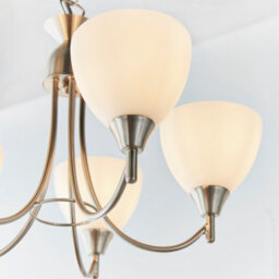 Anson Lighting Royal 5Lt Pendant Light Satin Chrome Plate And Matt Opal Glass - thumbnail 4