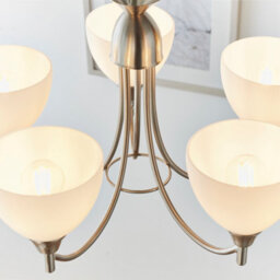 Anson Lighting Royal 5Lt Pendant Light Satin Chrome Plate And Matt Opal Glass - thumbnail 5