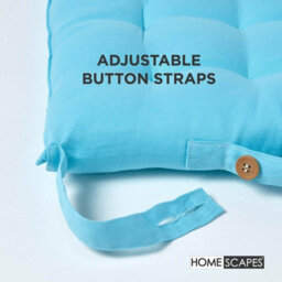 Homescapes Light Blue Seat Pads Or Cotton Chair Cushions 40X40 Cm, Set Of 4 Plain Chair Pads For Dining, Kitchen Or Outdoor - thumbnail 5
