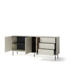 Arte Epiro 5 Elegant Cashmere & Dark Oak Display Sideboard Cabinet - Versatile Storage Solution - W194Cm X H83Cm X D41Cm - thumbnail 2