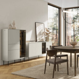 Arte Epiro 5 Elegant Cashmere & Dark Oak Display Sideboard Cabinet - Versatile Storage Solution - W194Cm X H83Cm X D41Cm - thumbnail 5