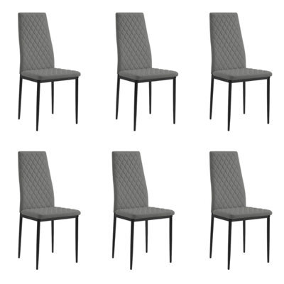 Home Detail Sona Faux Leather Dining Chair Set Of 6, Grey With Black Legs - image 1