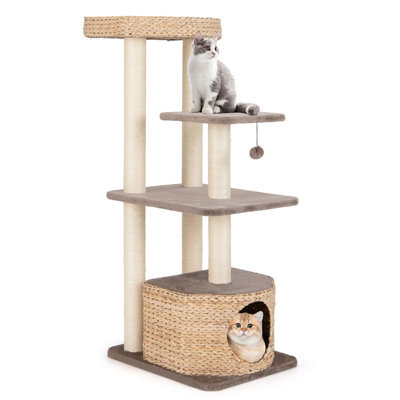 Costway Indoor Cat Tree 131Cm Cattail Cat Tower W/ Sisal Scratching Posts - image 1
