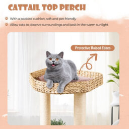 Costway Indoor Cat Tree 131Cm Cattail Cat Tower W/ Sisal Scratching Posts - thumbnail 5