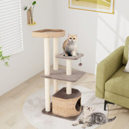 Costway Indoor Cat Tree 131Cm Cattail Cat Tower W/ Sisal Scratching Posts - thumbnail 3