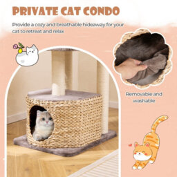 Costway Indoor Cat Tree 131Cm Cattail Cat Tower W/ Sisal Scratching Posts - thumbnail 6