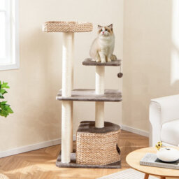 Costway Indoor Cat Tree 131Cm Cattail Cat Tower W/ Sisal Scratching Posts - thumbnail 4
