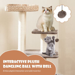 Costway Indoor Cat Tree 131Cm Cattail Cat Tower W/ Sisal Scratching Posts - thumbnail 8