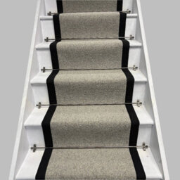 RainbowHome Squirrel Grey Wool Stair Runner With 100% Cotton Black Border 50 600 - thumbnail 1