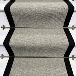 RainbowHome Squirrel Grey Wool Stair Runner With 100% Cotton Black Border 50 600 - thumbnail 3