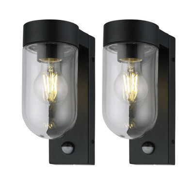 First Choice Lighting Set Of 2 Parnie - Black Motion Sensor Outdoor Wall Lights - image 1