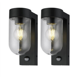First Choice Lighting Set Of 2 Parnie - Black Motion Sensor Outdoor Wall Lights - thumbnail 1