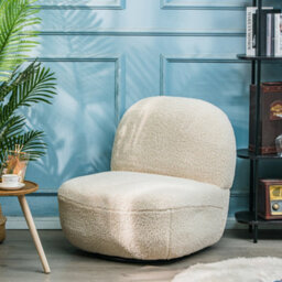Nordlys White Bouclé Swivel Lounge Chair Modern Design Style Living Room - thumbnail 3