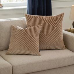 Paoletti Evoke Cut Velvet Polyester Filled Cushion, Mink. 55 X 55Cm - thumbnail 6