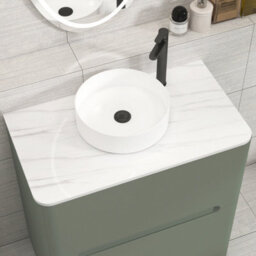 Royal Bathrooms Venice 800mm Sage Green Freestanding Vanity Unit 2 Drawer With Carrara White Undrilled Worktop & Without Basin - thumbnail 6