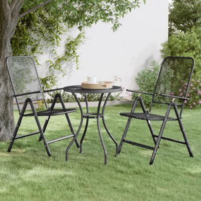 Folding Garden Chairs 2 Pcs Expanded Metal Mesh Anthracite - image 1