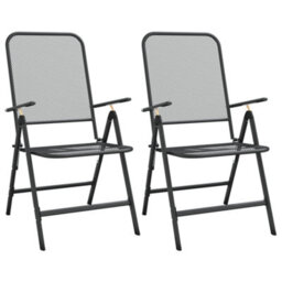Folding Garden Chairs 2 Pcs Expanded Metal Mesh Anthracite - thumbnail 2