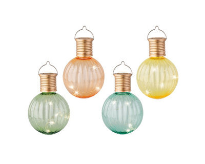 Lumineo Hanging Solar Lights Set Of 4 Pastel Coloured Garden Solar Bulbs Warm White Leds - image 1