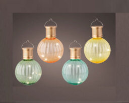 Lumineo Hanging Solar Lights Set Of 4 Pastel Coloured Garden Solar Bulbs Warm White Leds - thumbnail 2