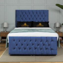 UKBEDFURNITURE Winchester Plush Blue End Opening Divan Ottoman Bed With 54 Inch Headboard - thumbnail 2