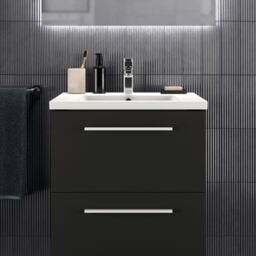 Ideal Standard I.life B Matt Carbon Grey Wood Effect Wall-Mounted Bathroom Vanity Unit (H) 630mm (W) 600mm - thumbnail 4