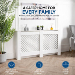 Home Treats Wooden Radiator Cover White Criss Cross Design Large 82 Cm X 152 Cm - thumbnail 3