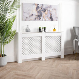 Home Treats Wooden Radiator Cover White Criss Cross Design Large 82 Cm X 152 Cm - thumbnail 7