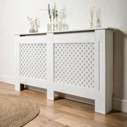 Home Treats Wooden Radiator Cover White Criss Cross Design Large 82 Cm X 152 Cm - thumbnail 5