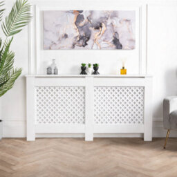 Home Treats Wooden Radiator Cover White Criss Cross Design Large 82 Cm X 152 Cm - thumbnail 6