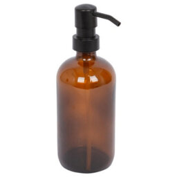 Harbour Housewares 500Ml Glass Soap Dispenser - Amber Bathroom Kitchen Spa Refillable Hand Wash Or Lotion Bottle With Pump - thumbnail 1