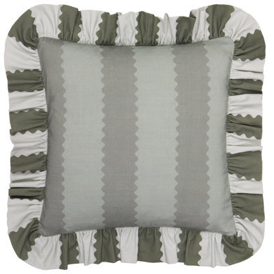 Wylder Birdie Stripe Ruffle Polyester Filled Cushion, Baygreen/mist, 45 X 45Cm - image 1
