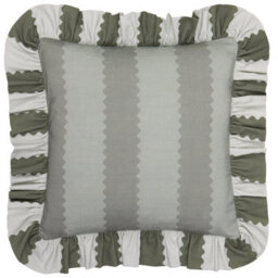 Wylder Birdie Stripe Ruffle Polyester Filled Cushion, Baygreen/mist, 45 X 45Cm - thumbnail 1