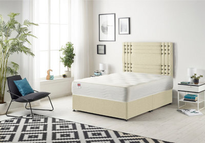 Somnior Beds Somnior Flexby Plush Beige 4Ft Memory Foam Divan Bed With Mattress & Headboard - Small Double - image 1