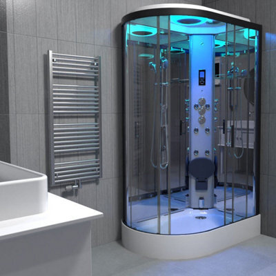 Insignia Black Steam Shower Cabin Enclosure Cubicle 1100X700 Offset Rh Quadrant - image 1