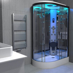 Insignia Black Steam Shower Cabin Enclosure Cubicle 1100X700 Offset Rh Quadrant - thumbnail 1