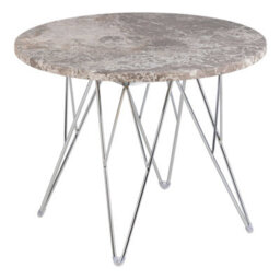 Wyld Haus Alba Round Side Table, Grey Brown Spider Marble Top, Chromed Wire Legs - thumbnail 3