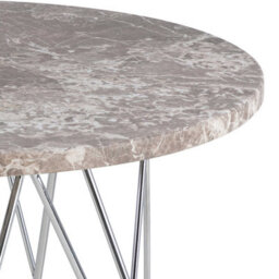 Wyld Haus Alba Round Side Table, Grey Brown Spider Marble Top, Chromed Wire Legs - thumbnail 5
