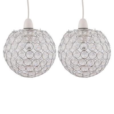 First Choice Lighting Set Of 2 Clear Jewelled Globe Light Shades - image 1