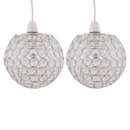 First Choice Lighting Set Of 2 Clear Jewelled Globe Light Shades - thumbnail 1