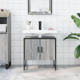 Berkfield Bathroom Sink Cabinet Grey Sonoma 60X33X60 Cm Engineered Wood - thumbnail 3