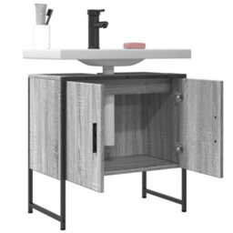 Berkfield Bathroom Sink Cabinet Grey Sonoma 60X33X60 Cm Engineered Wood - thumbnail 4