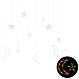Berkfield Star And Moon Fairy Lights Remote Control 138 Led Warm White - thumbnail 2