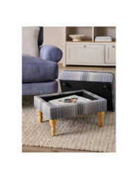 Hayden Storage Footstool Italian Leather - Rust Brown - Natural Square Tapered Leg - thumbnail 3
